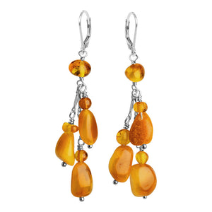 Luxurious Butterscotch Baltic Amber Sterling Silver Statement Earrings