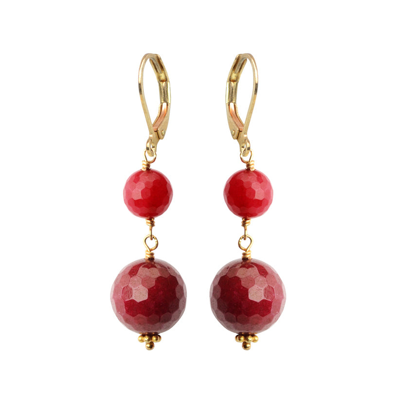 Flirty Faceted Cranberry Corundum Gold Filled Earrings