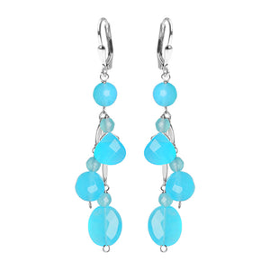 Gorgeous Sky Blue Blue Jade Sterling Silver Earrings