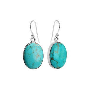 Gorgeous Arizona Turquoise Sterling Silver Oval Earrings