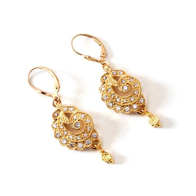 Victorian Majesty 14kt Gold Plated CZ Earrings