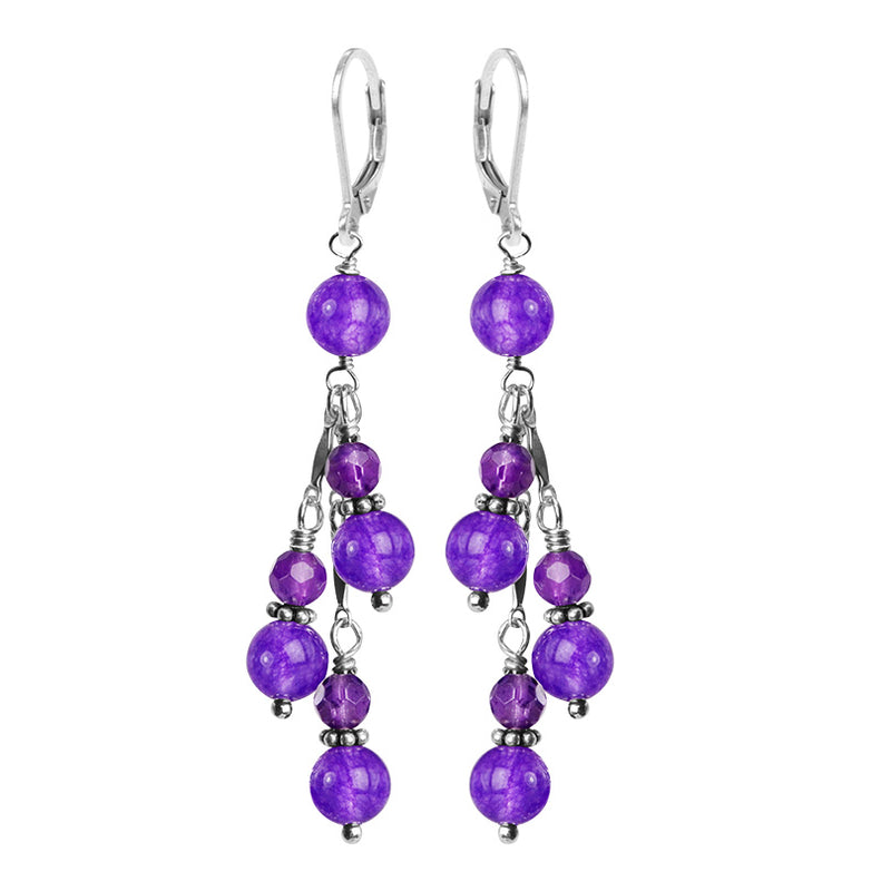 Royal Purple Jade Sterling Silver Earrings