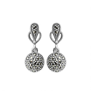 Elegant Marcasite Sparking Ball Sterling Silver Earrings