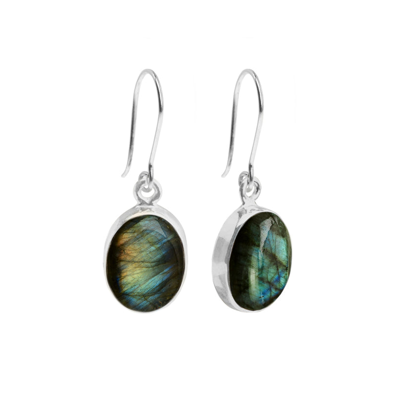 Gorgeous Shimmering Labradorite Oval Sterling Silver Statement Earrings