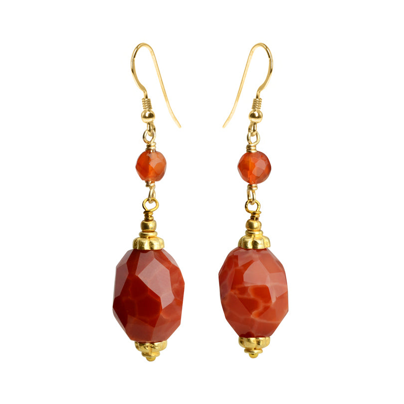 Fire Agate and Carnelian Gold Filled Earrings