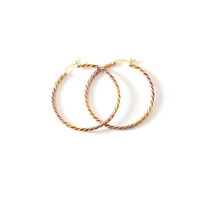 Stunning Two Tone 18kt Gold Plated & 18kkt Rose Gold Plated Sterling Silver Hoop Earrings