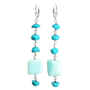 Peruvian Opal and Turquoise Sterling Silver Earrings