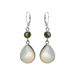 Shimmering Mother of Pearl with Labradorite Sterling Silver Earrings