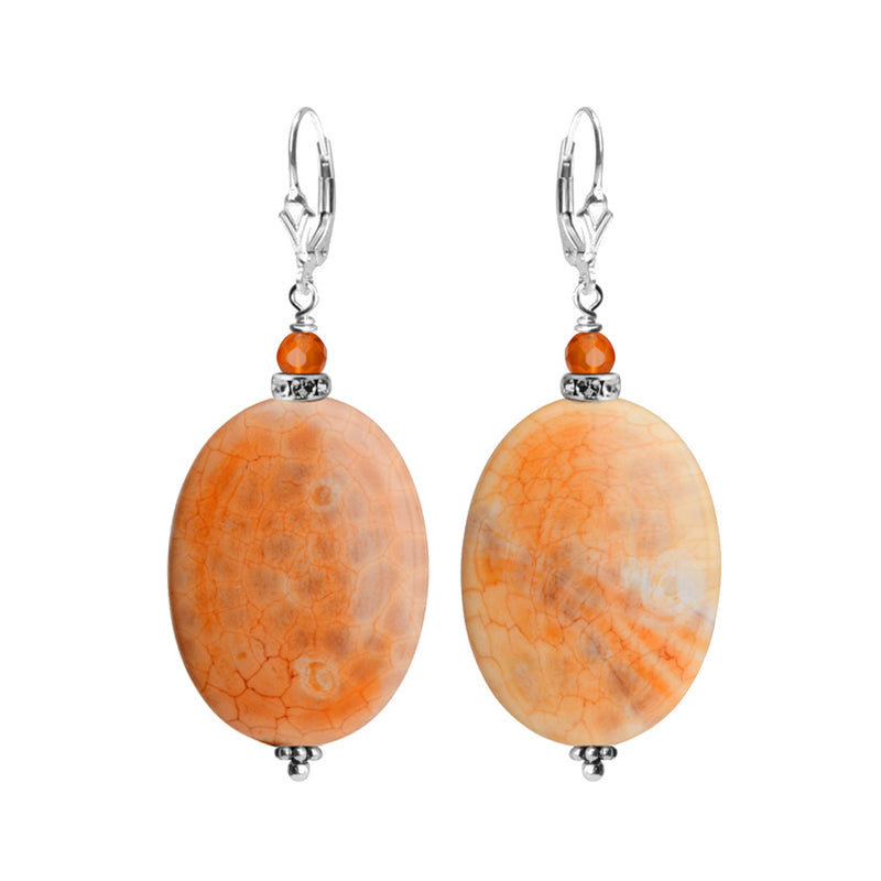 Natural Sedona Agate with Carnelian Sterling Silver Statement Earrings