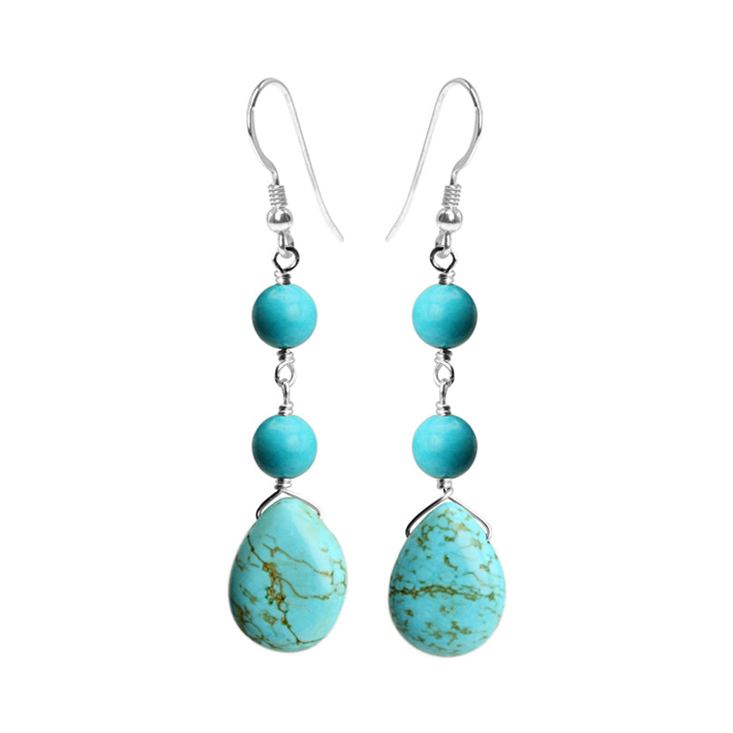 Brilliant Blue Magnesite Turquoise Sterling Silver Earrings