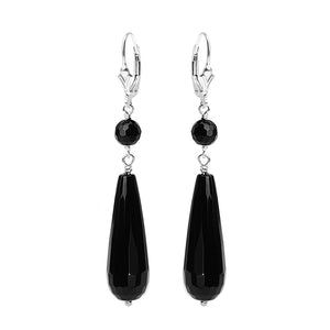 Elegant Black Onyx Stones Sterling Silver Earrings