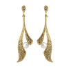 Gorgeous 14kt Gold Plated Marcasite with Pearls Statement Earrings