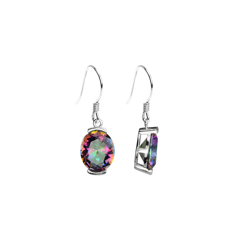 Sparkling Faceted Mystic Quartz Sterling Silver Statement Earrings