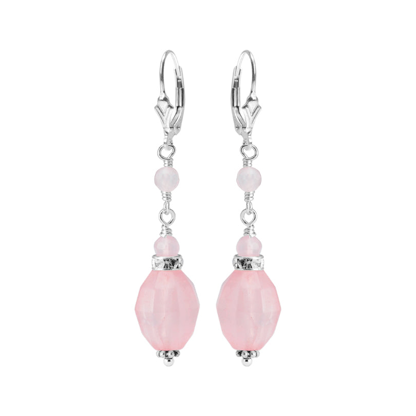 Dazzling Faceted Rose Quartz Sterling Silver Earrings
