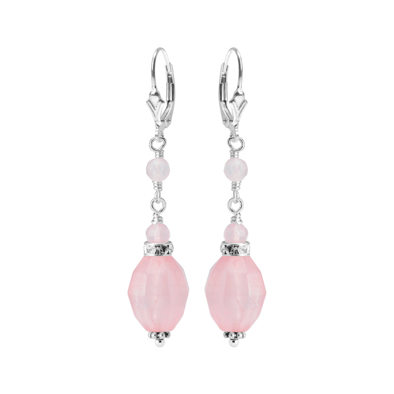 Dazzling Faceted Rose Quartz Sterling Silver Earrings