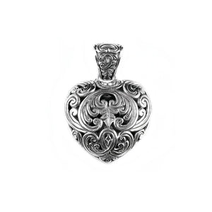 Ancient Balinese Style Heart Sterling Silver Statement Pendant