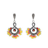 Spring Sunflower with Garnet & Marcasite Sterling Silver Flower Earrings