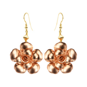 Stunning Rose Gold Vermeil Flower Statement Earrings with Gold Filled Hooks