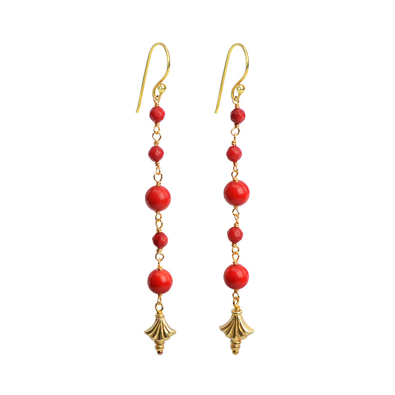 Glamorous Coral Gold Plated Earrings