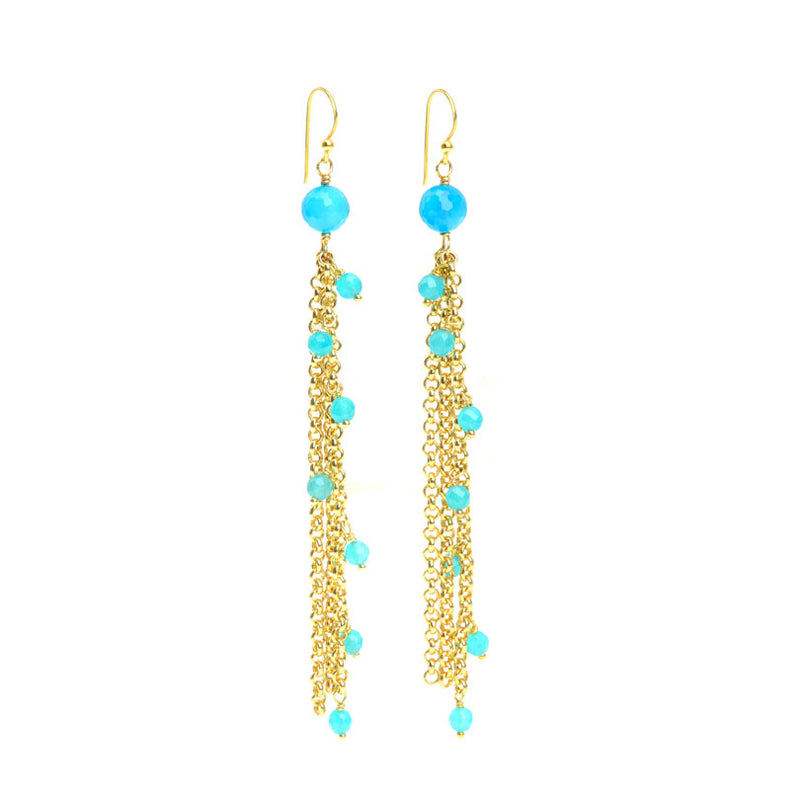 Brilliant Blue Agate Gold Plated Earrings