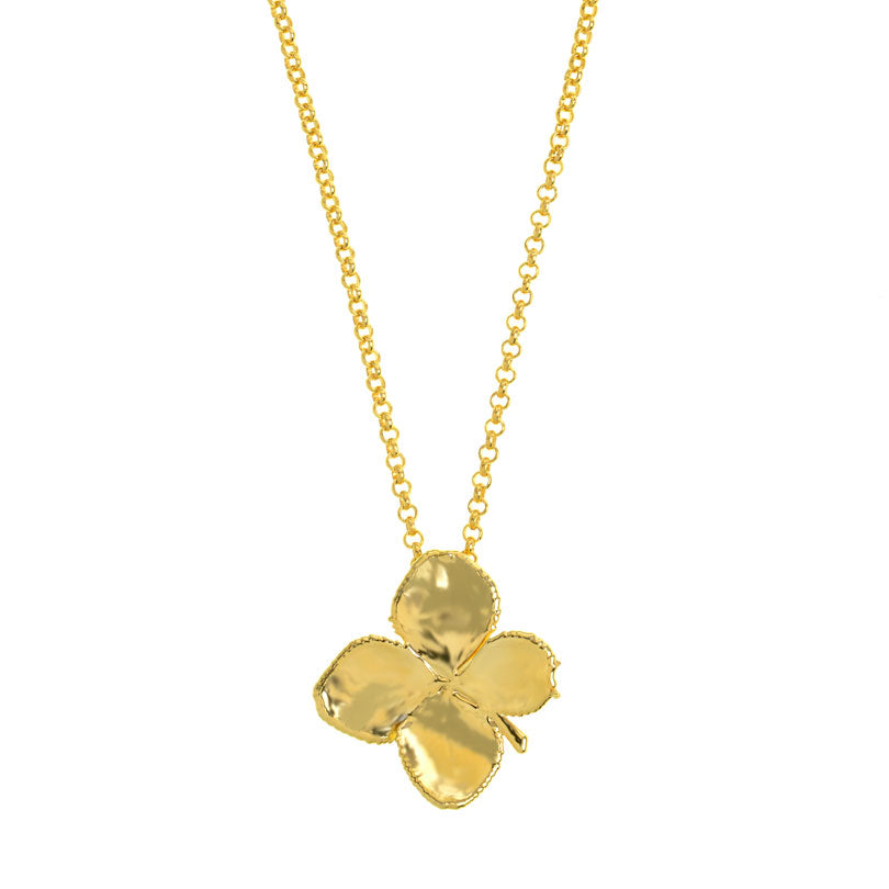 Lucky 24kt Gold Saturated Real Clover Necklace