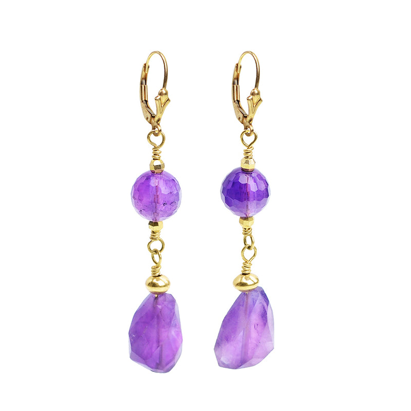 Amethyst Earrings with Gold Filled Hooks
