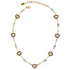 Brilliant Blue Topaz Hearts in 14kt Gold Plated Marcasite Necklace