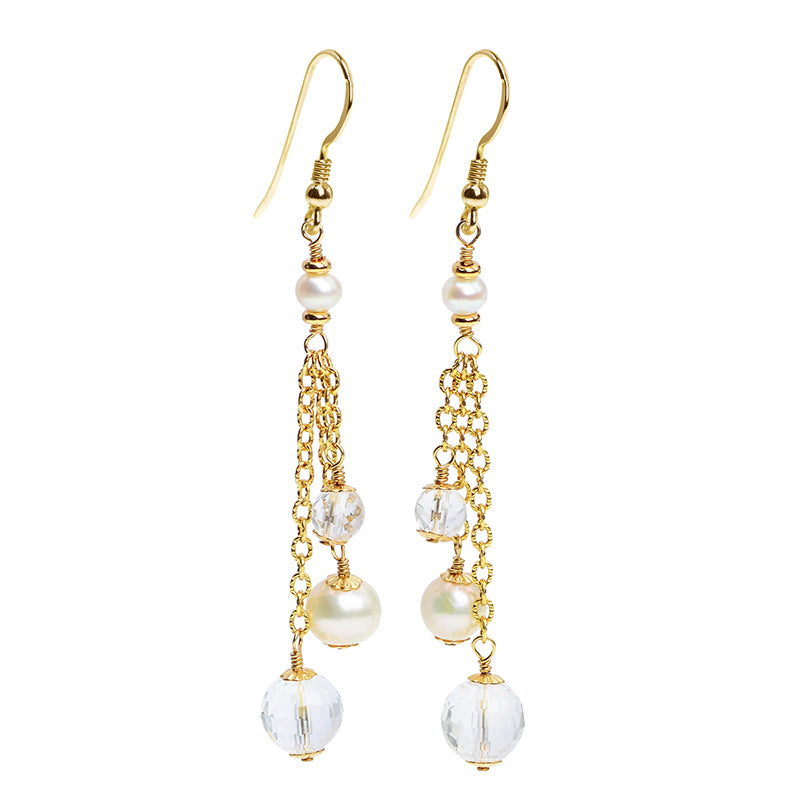 Gold Filled Fresh Water Pearl & Crystal Earrings with Gold Filled Hooks