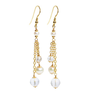 Gold Filled Fresh Water Pearl & Crystal Earrings with Gold Filled Hooks