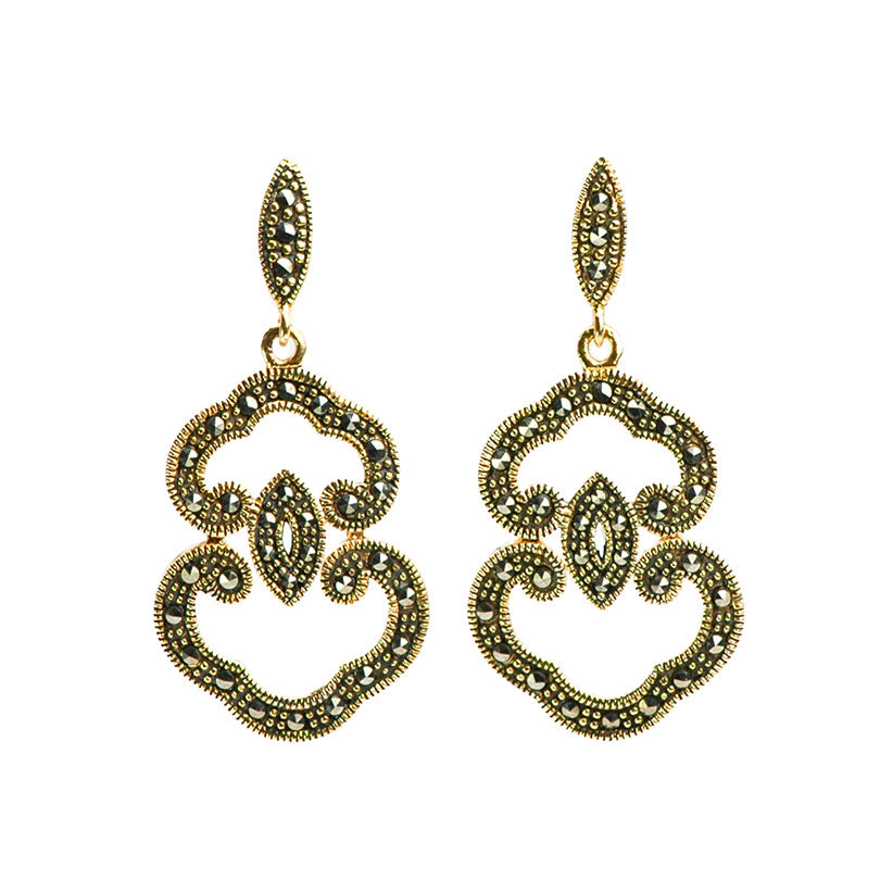 Art Deco Style Gold Plated Marcasite Earrings