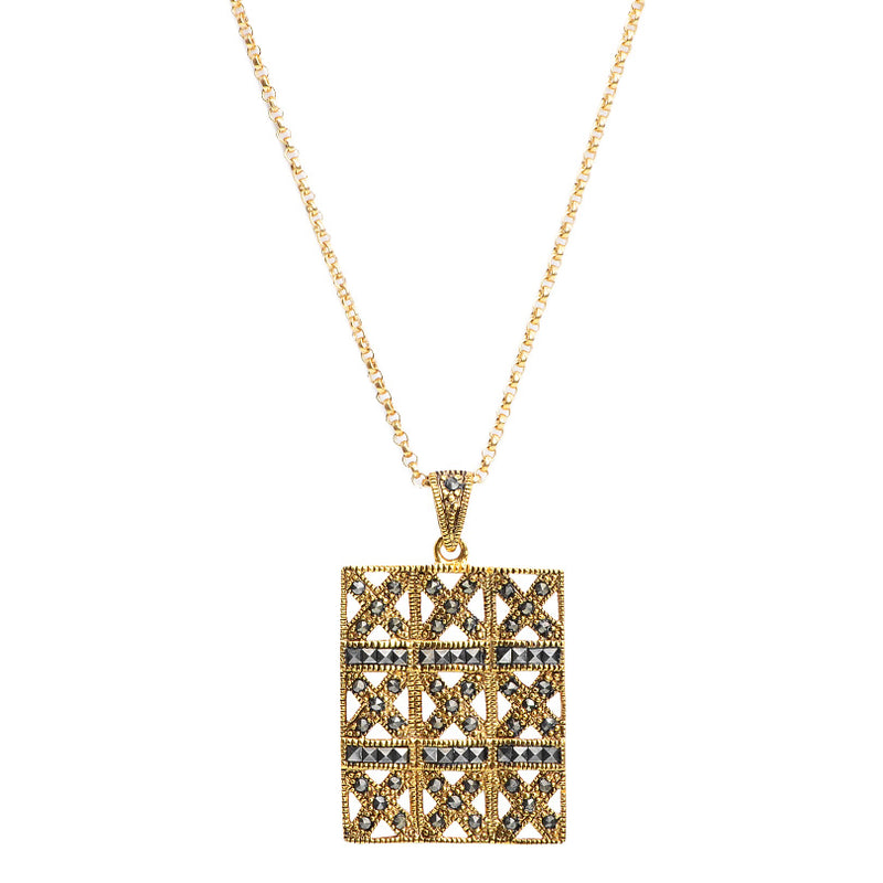 Fascinating 14kt Gold Plated Marcasite Necklace