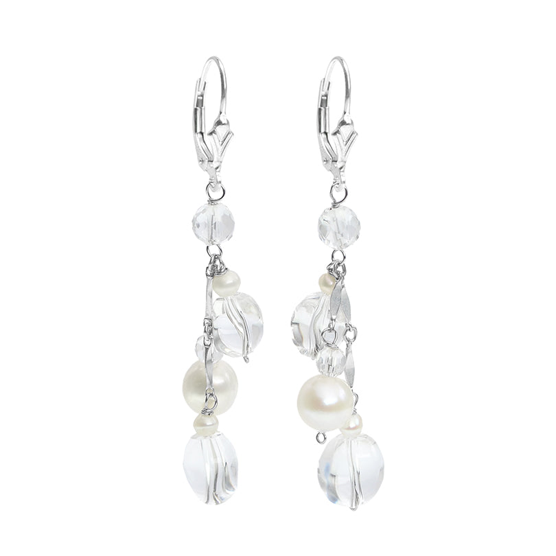 Sterling Silver Crystal & Fresh Water Pearl Earrings