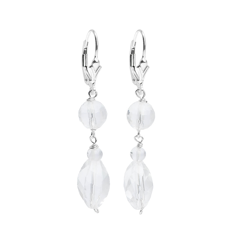 Shimmering Sterling Silver Crystal Quartz Earrings