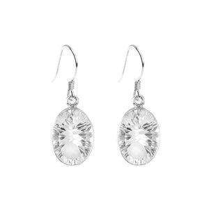 Sparkly Faceted Clear Quartz Sterling Silver Statement Earrings