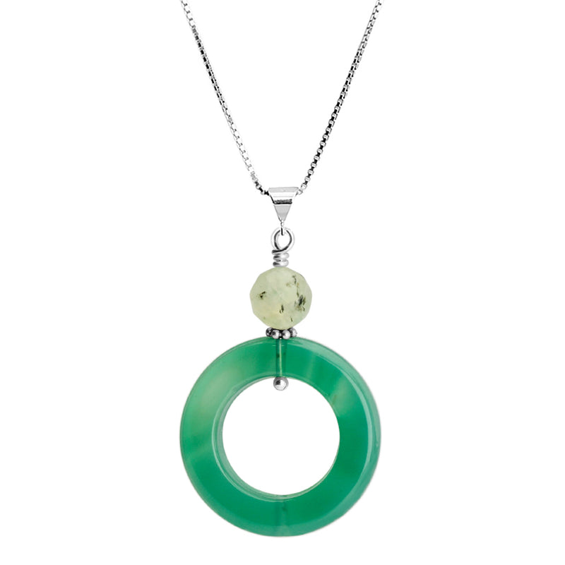 Aventurine Necklace with Italian Box Link Chain