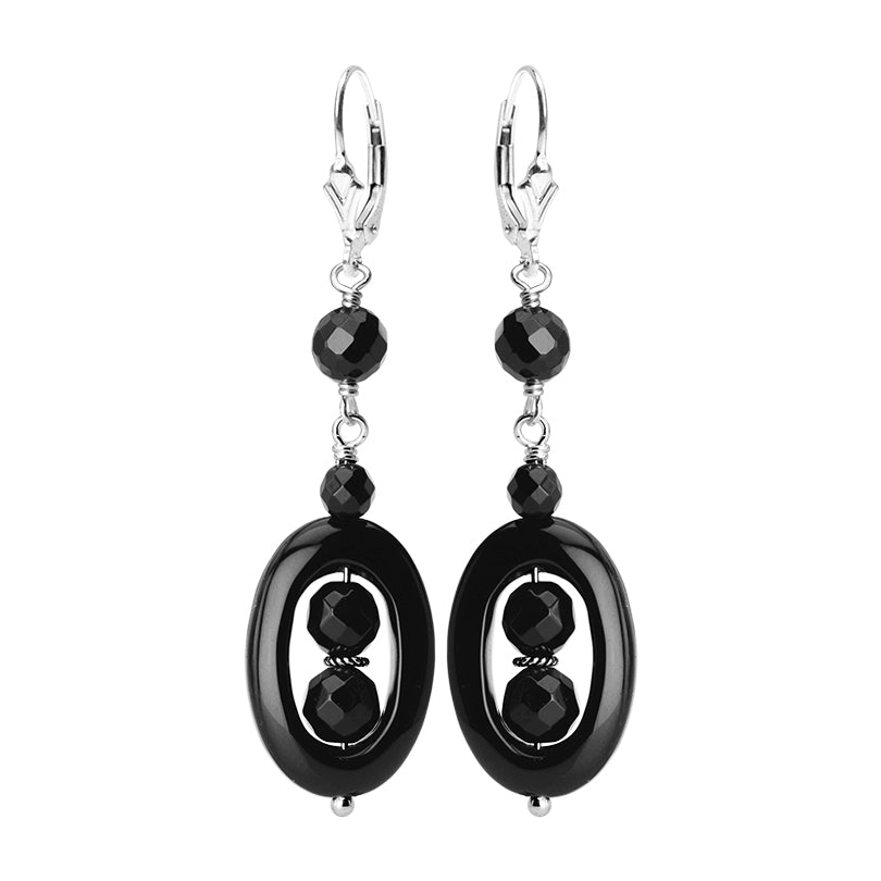 Elegant and Fun Black Onyx Earrings with Sterling Silver Hooks