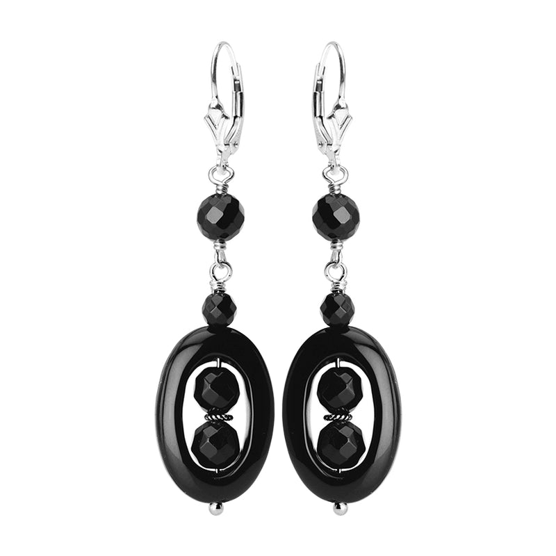 Elegant and Fun Black Onyx Earrings with Sterling Silver Hooks