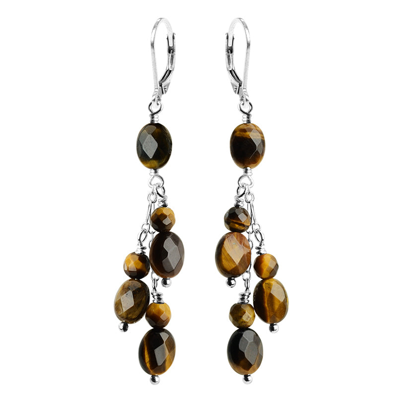 Shimmering Tiger's-Eye "Happy" Earrings with Sterling Silver Hooks