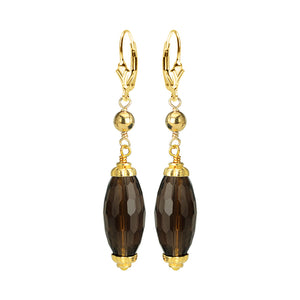 Radiant Faceted Smoky Quartz Gold Filled Earrings