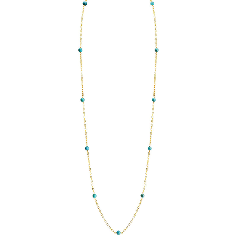Delicate Floating Turquoise Balls Gold Filled Necklace  27