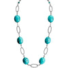 Magnificent Chalk Turquoise Black Plated Chain Necklace