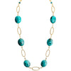 Gorgeous Chalk Turquoise Gold Plated Link Necklace