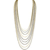 Lush 9-Strand Gold and Antique Bronze Plated Chain Necklace 25" - 27"