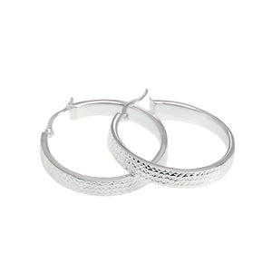 Sparkling Diamond Cut Hoop Italian Silver Earrings