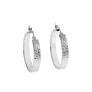 Sparkling Diamond Cut Hoop Italian Silver Earrings