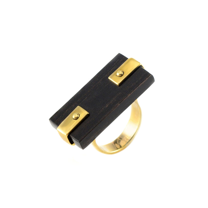 Karen London Rosewood & Golden Brass Contemporary Style Ring