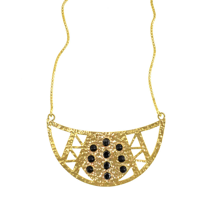 Karen London Designer "Dancing in the Dark" Ebony Studded Gold Plated Necklace