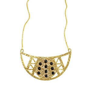 Karen London Designer "Dancing in the Dark" Ebony Studded Gold Plated Necklace