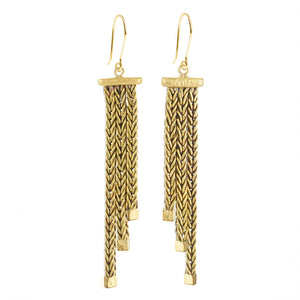 Stunning Karen London Woven Gold Tone Brass Statement Earrings