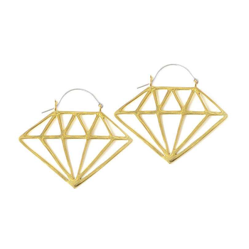 Karen London "Luxor" Gold Plated Diamond Shape Earrings